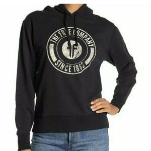 NWT Women’s Frye Logo Graphic Hoodie Sweatshirt XS $128 Black Knit Pullover